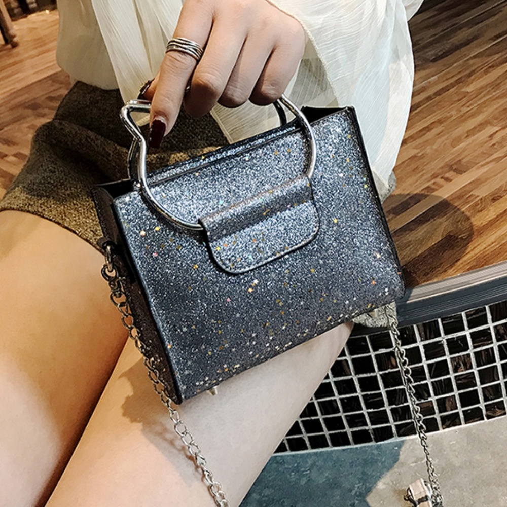 New! Cat Handle Silver Glitter Crossbody Bay. - Picture 4 of 8